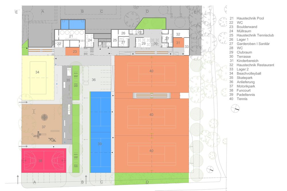 Grundriss Ebene Sportanlagen
